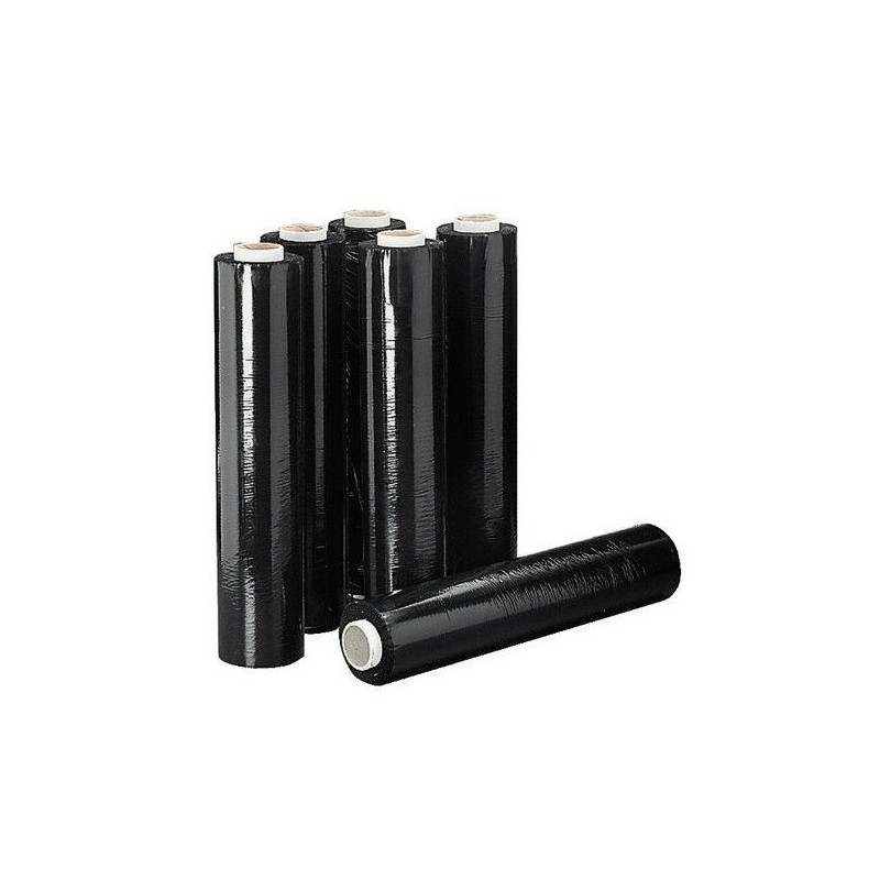 Film estirable de protección embalajes color Negro 2KG/23mic/ 50cm/280m